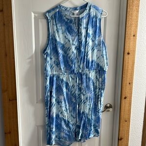 Time and True Blue + White Cloud Print Sleeveless Mini Dress Size XL